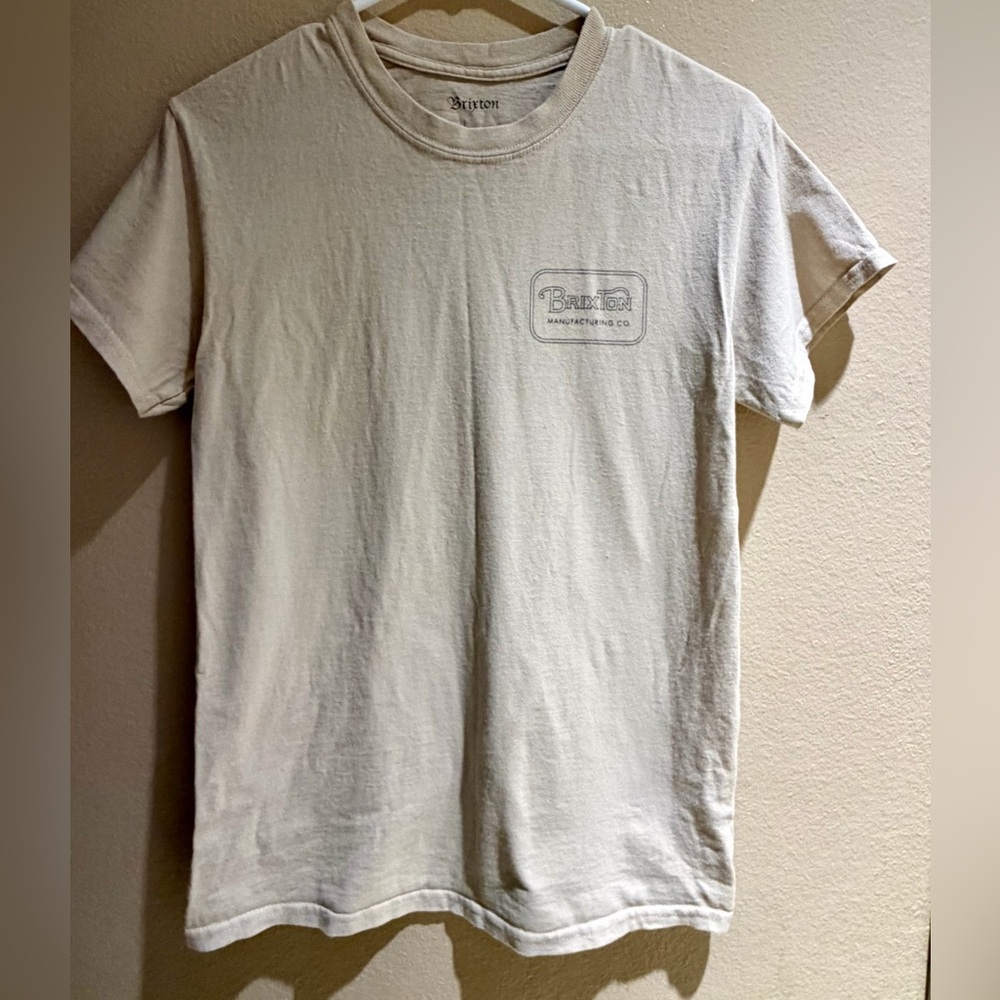 Brixton Cream Short-Sleeve Crew Neck T-Shirt with Chest Logo